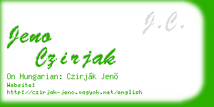 jeno czirjak business card